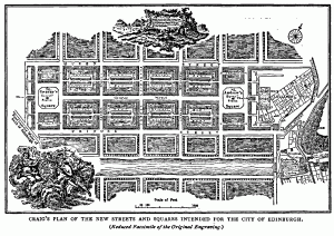 Mappa della Città Nuova di Edimburgo. Progetto di J. Craig. 