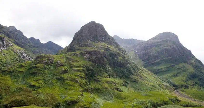 Imagen de las three sisters en el Valle de Glencoe, Escocia