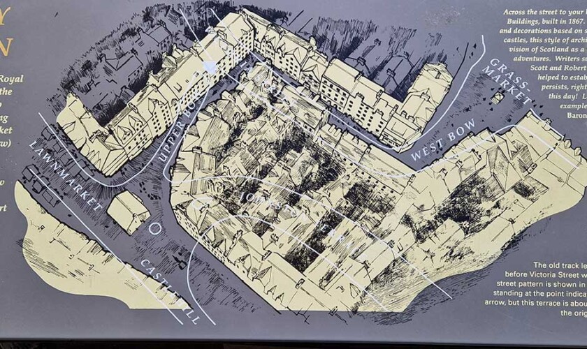 Mappa d'epoca di Victoria Street a Edimburgo